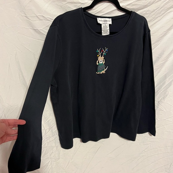 1X Vintage y2k Marisa Christina Black Christmas Lights Puppy Dog Top - Picture 2 of 6